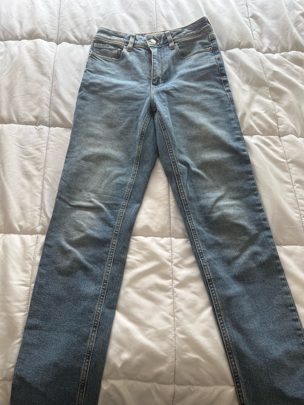 Dynamite Women's Straight Leg Jeans - Light Blue Denim
